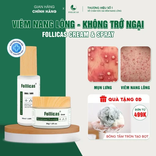 [Combo 2] Kem+Xịt Viêm Nang Lông Follicas