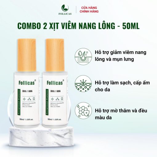 Combo 2 lọ xịt viêm nang lông Follicas
